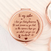 "โจGoddess Glamโจ 65mm Round Double-sided Button Makeup Mirror, Romantic Rose Gold Plating, Sweet Blessings Engraved, 2x Magnification, HD Glass, In Stock for Quick Delivery! The perfect gift for your sister, ideal for all kinds of festive occasions! ๐